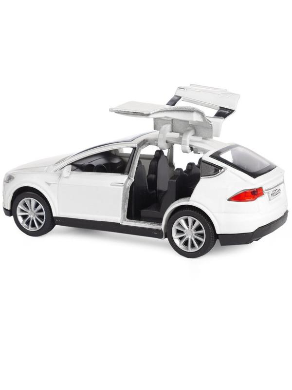 Металлическая машинка Play Smart 1:50 «Tesla Model X» 6533D, инерционная / Белый
