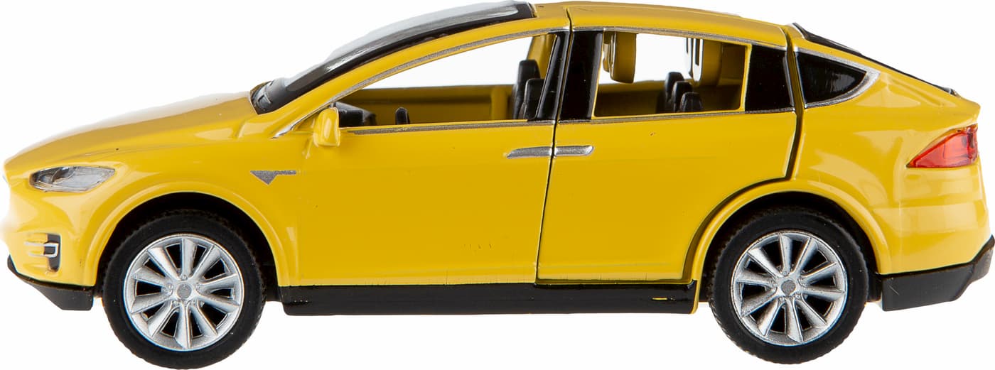 Металлическая машинка Play Smart 1:50 «Tesla Model X» 6533D, инерционная / Желтый