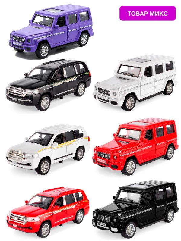 Металлическая машинка HengTeng Toys 1:36 «Toyota Land Cruiser / Mercedes-Benz G-Класс» 53522-4A свет и звук, инерционная / Микс