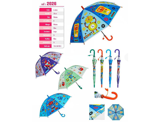 Зонтик детский «Роботы» со свистком, 50 см. 45714 / микс