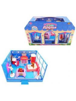 Игровой набор Abtoys Счастливые друзья Модульная комната Спальня с мебелью и фигурками животных, 11 предметов, в коробке