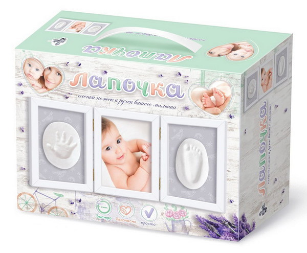 Набор для творчества. Лапочка. Слепки ножек и ручек вашего малыша (тройная рамка со стеклом)