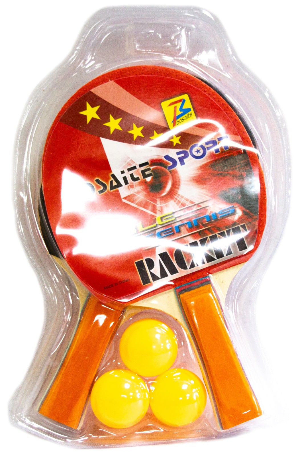 Набор из 2-х Ракеток Bosaite для настольного тенниса / пинг-понга с 3 шариками, 34819