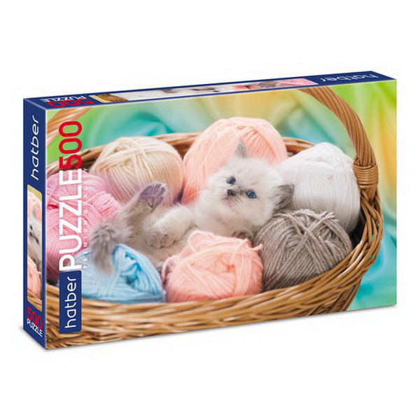 Пазл Hatber Premium 500 элементов А2ф 460х340мм Котенок в корзинке