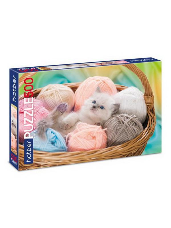 Пазл Hatber Premium 500 элементов А2ф 460х340мм Котенок в корзинке