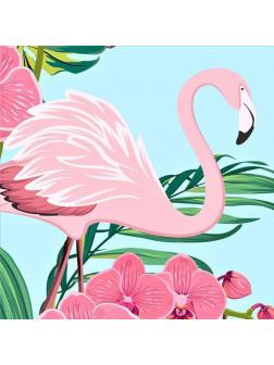 Набор для творчества Рыжий кот Холст с красками по номерам Фламинго в цветах 20 х 20 см
