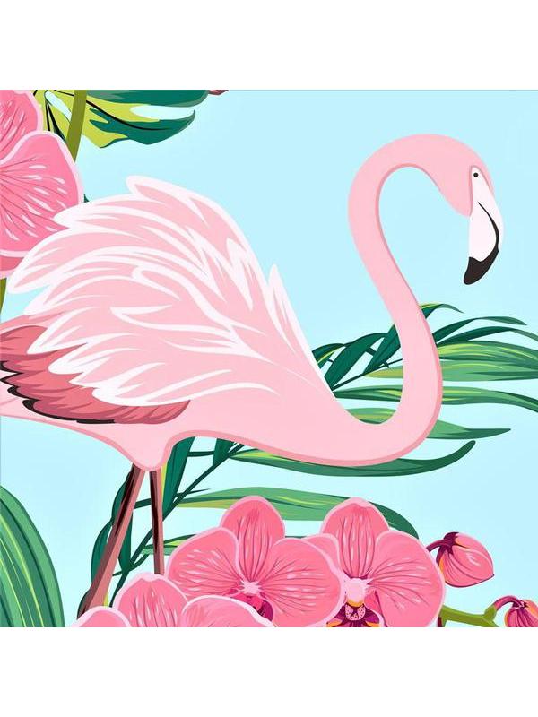 Набор для творчества Рыжий кот Холст с красками по номерам Фламинго в цветах 20 х 20 см