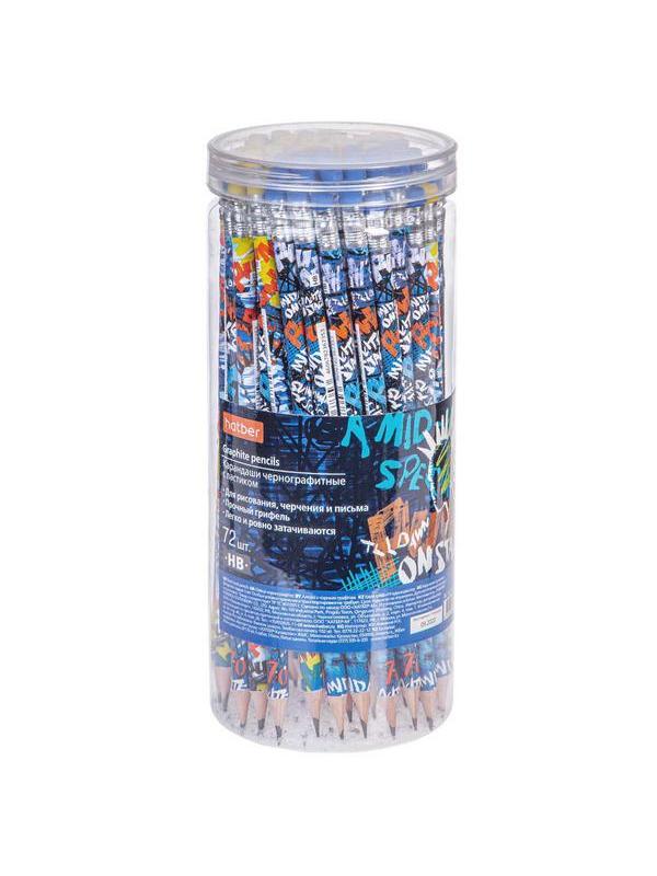Карандаш чернографитный Hatber круглый корпус 72шт. PUNK 