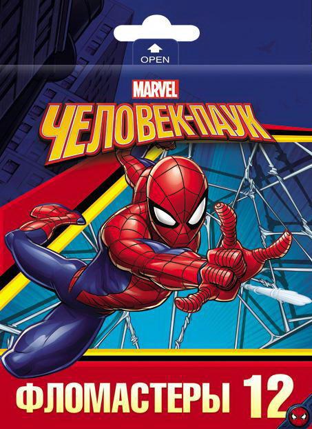 Фломастеры Hatber VK Marvel Человек паук 12 цветов