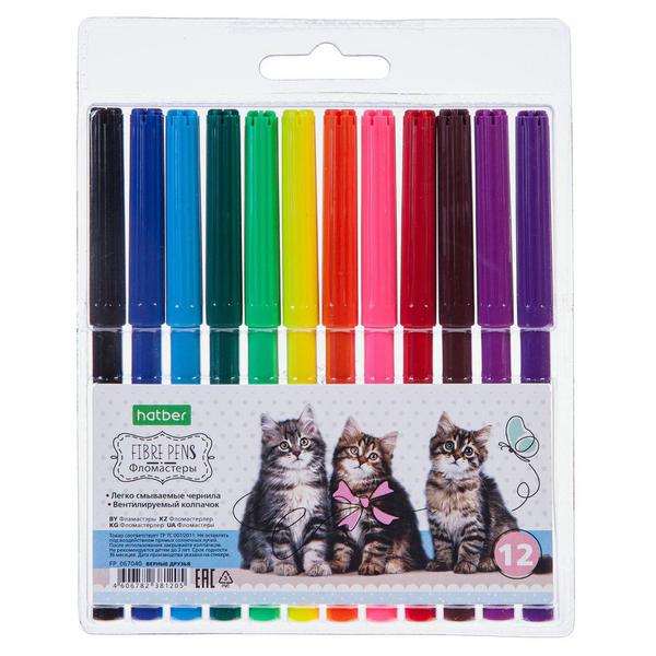 Фломастеры Hatber ECO Верные друзья 12 цветов