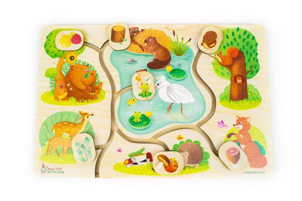 Развивающая игрушка Мастер Игрушек Лабиринт Кто что ест в лесу