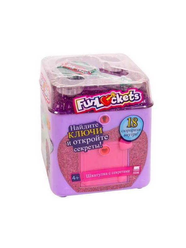 Волшебная шкатулка с секретами Funlockets. Подберите ключики к дверцам и найдите секреты и подвески внутри! 18 сюрпризов, цвет:фиолетовый.