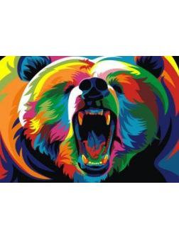Роспись по холсту Радужный Медведь, А4