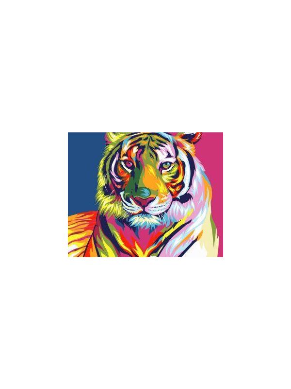 Роспись по холсту Радужный Тигр 16,5х13 см