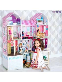 Кукольный домик Поместье Агостина, для кукол до 30 см (36 предметов мебели и интерьера), свет, звук