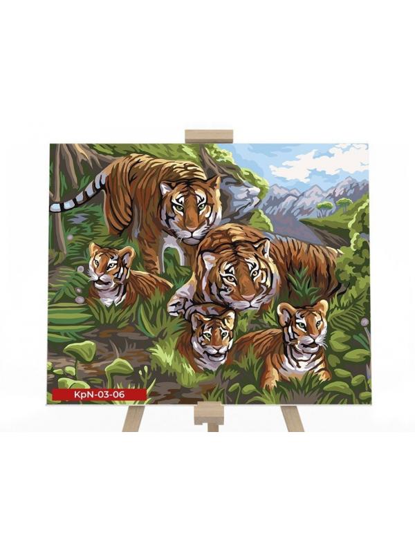 Набор для тв-ва Картина по номерам Семья тигров 30х40 см