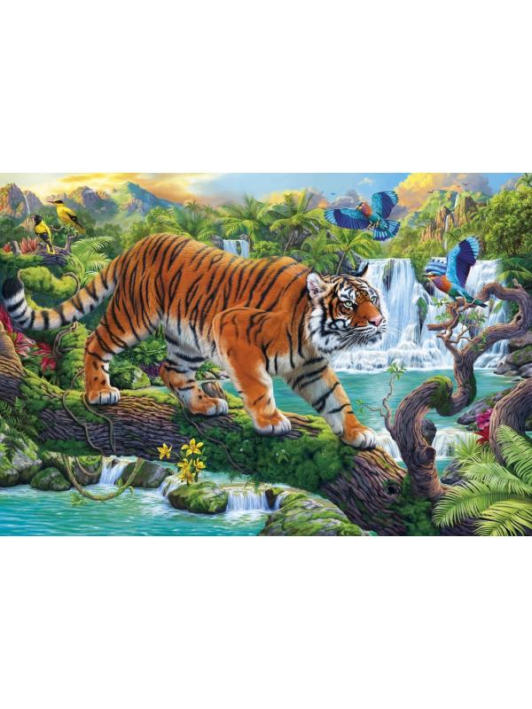 Алмазная мозаика Красивый тигр в джунглях, 40х50 см, 32 цв., полн. заполнение, с подр.
