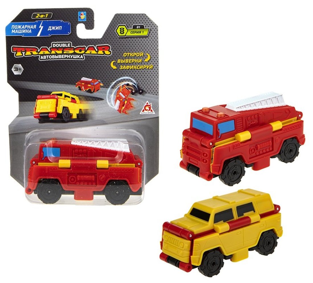 Transcar 2в1: Пожарная машина – Джип, 8 см