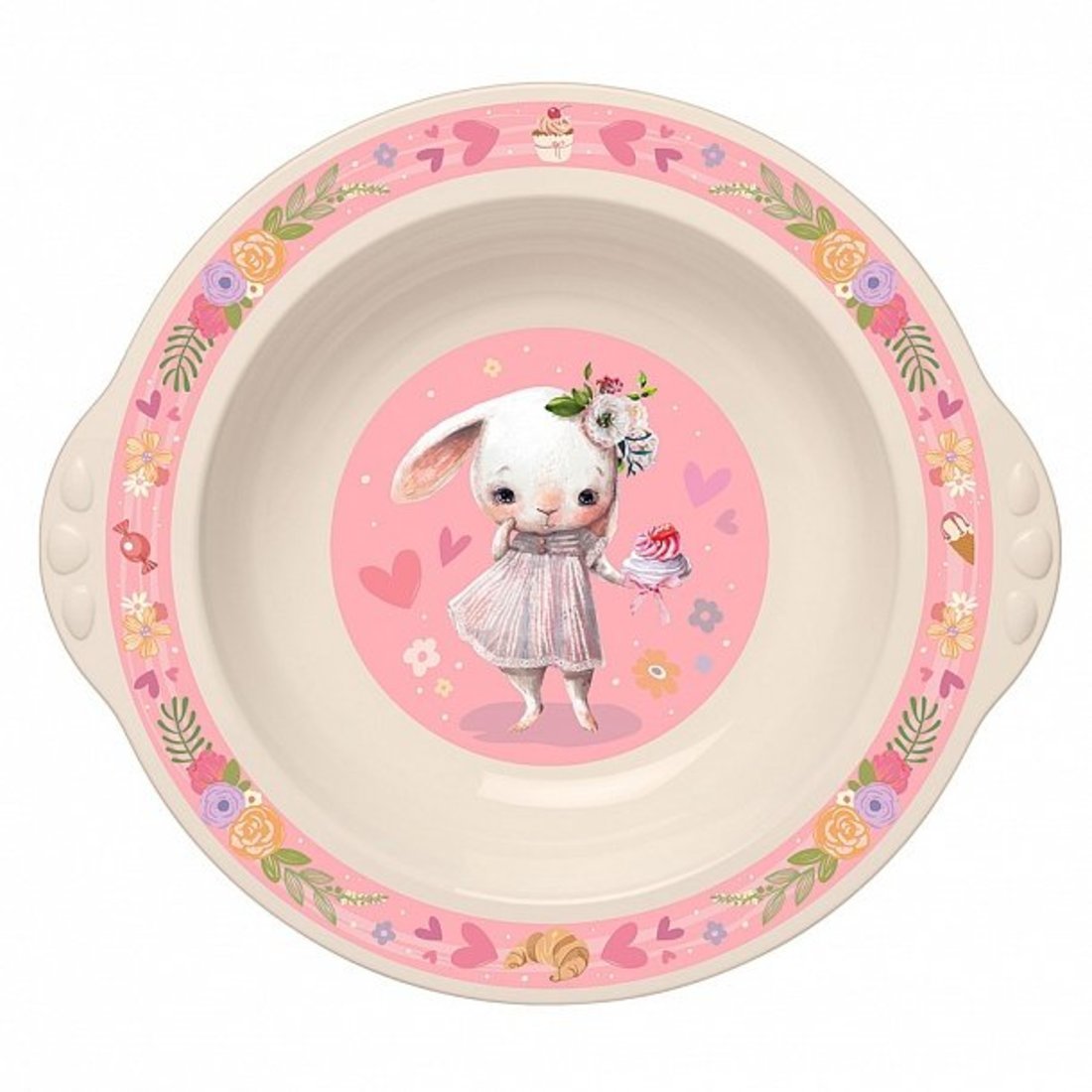 Тарелка детская глубокая с розовым декором