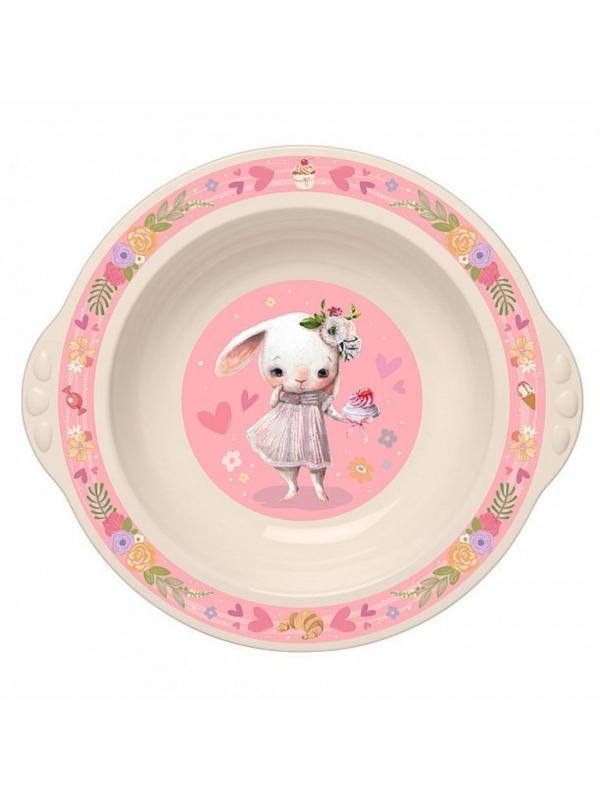 Тарелка детская глубокая с розовым декором