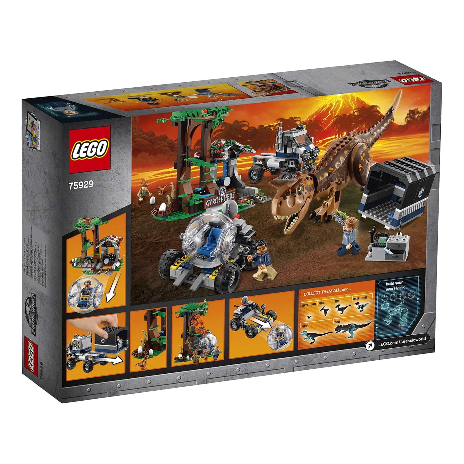 Конструктор LEGO Jurassic World «Побег в гиросфере от карнотавра» 75929, 577 деталей