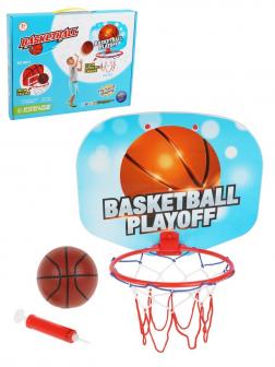 Набор для игры в баскетбол,  пластик, в компл-те: щит - 36*29 см  мяч+ насос, крепления: крючки на присосках - 2шт.