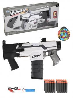 Игр.набор Стрелок, в комплекте: автомат, мягкие пули 20шт., мишень, аккум., USB шнур