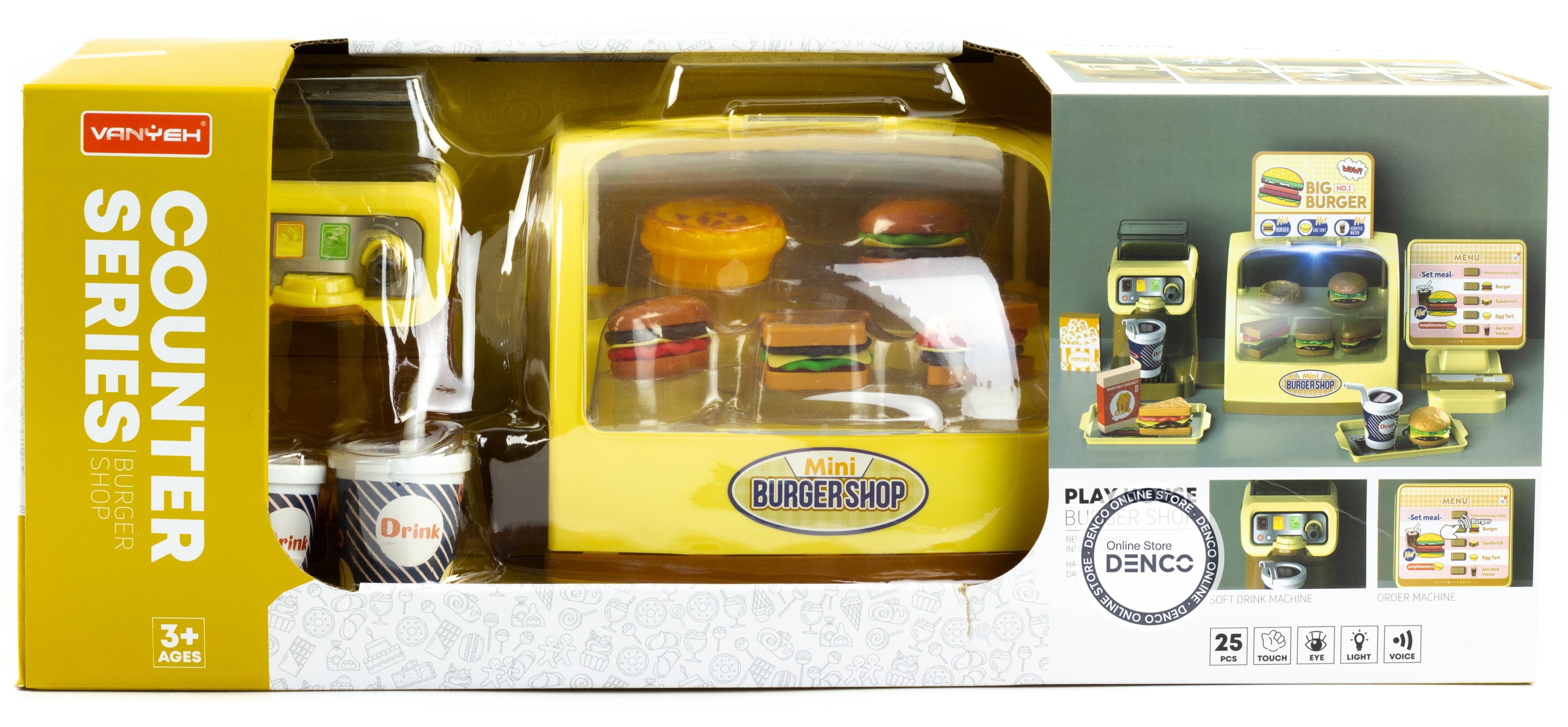 Детский игровой набор «Burger shop» со звуковыми и световыми эффектами MW1183 / 25 деталей