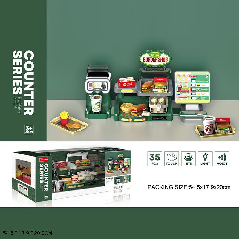 Детский игровой набор «Burger shop» со звуковыми и световыми эффектами  MW2281 / 35 деталей