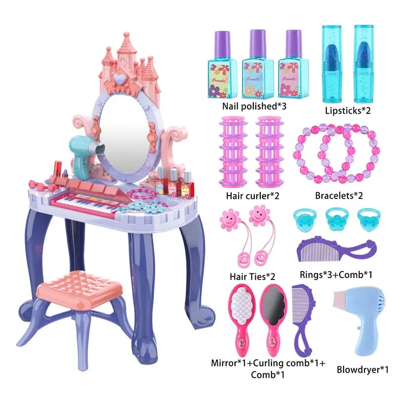 Трюмо игрушечное «Beautiful Girl» 661-136 для девочек со стульчиком и пианино 51 см. / 29 предметов