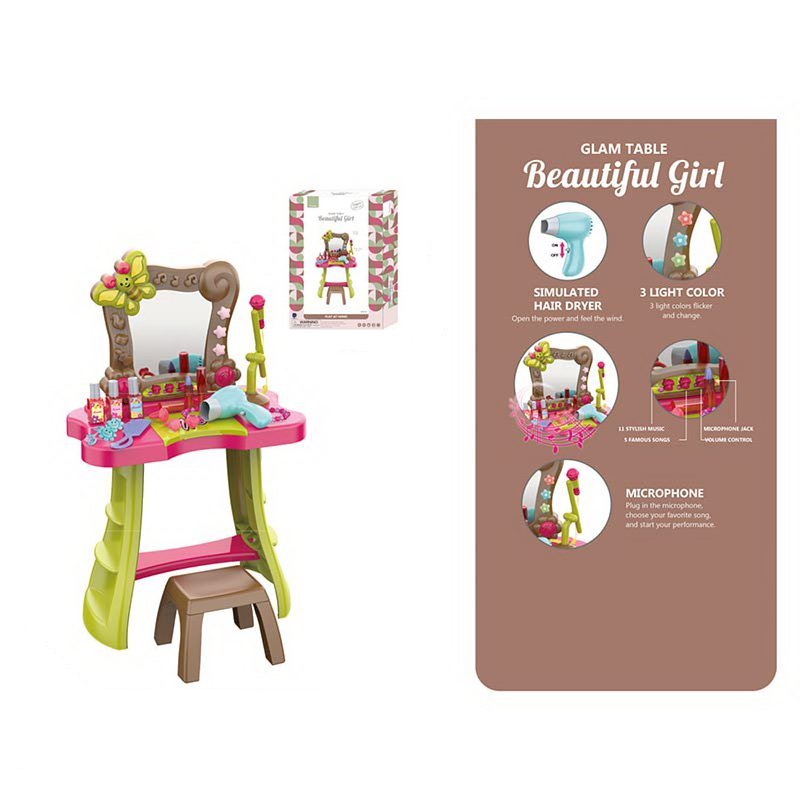 Трюмо игрушечное для девочек со стульчиком и аксессуарами / 661-135