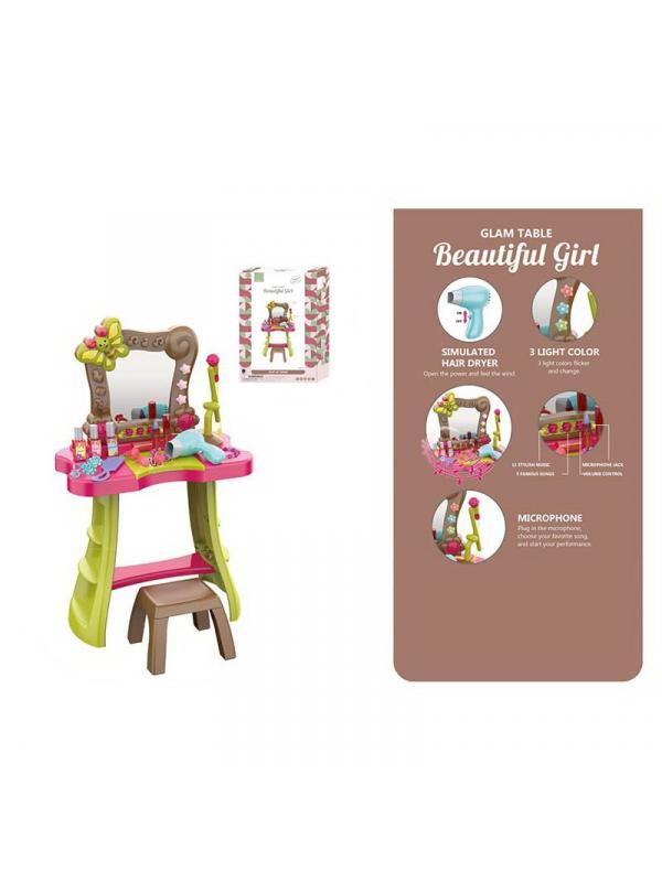 Трюмо игрушечное для девочек со стульчиком и аксессуарами / 661-135