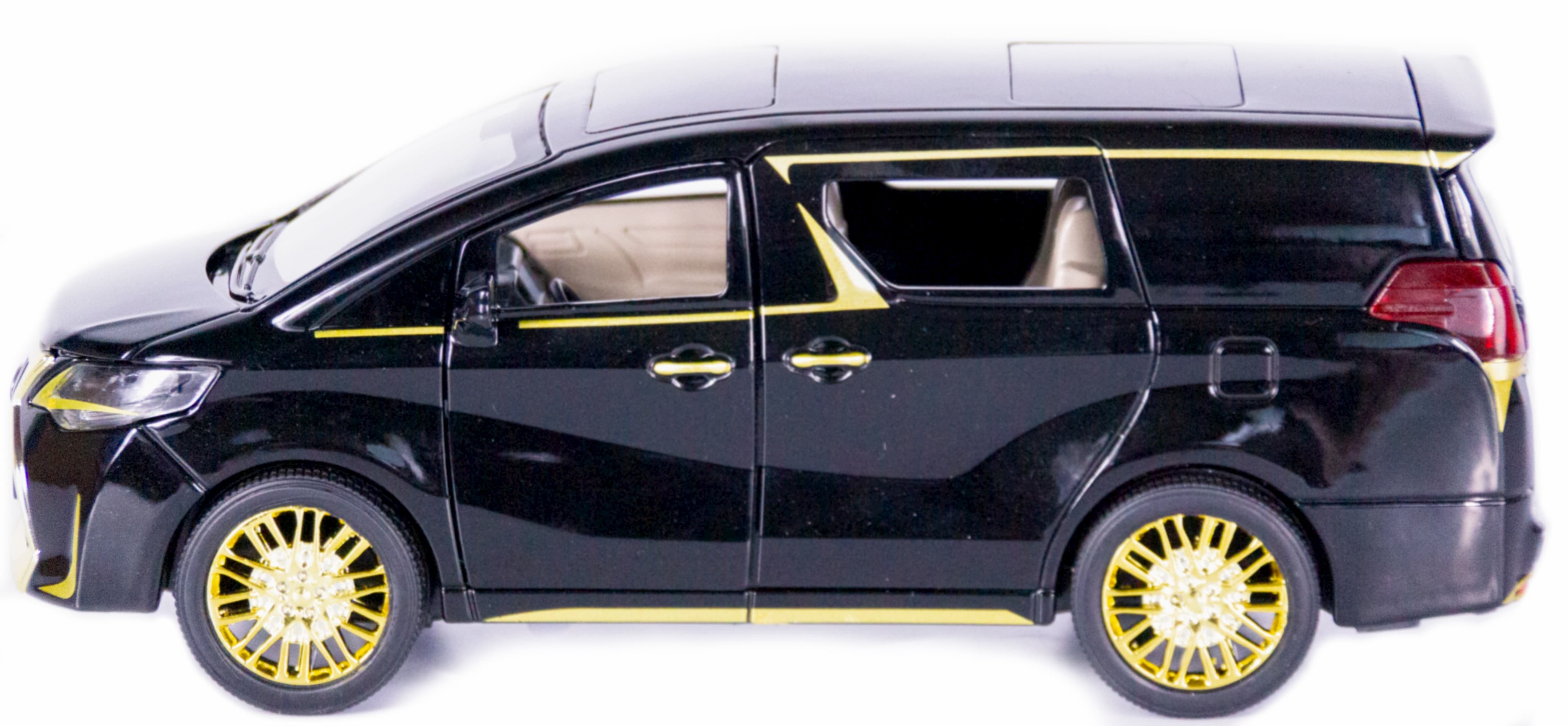 Металлическая машинка XLG 1:24 «Минивэн Lexus LM300h» 20 см. M929М инерционная, свет, звук / Черно-золотой