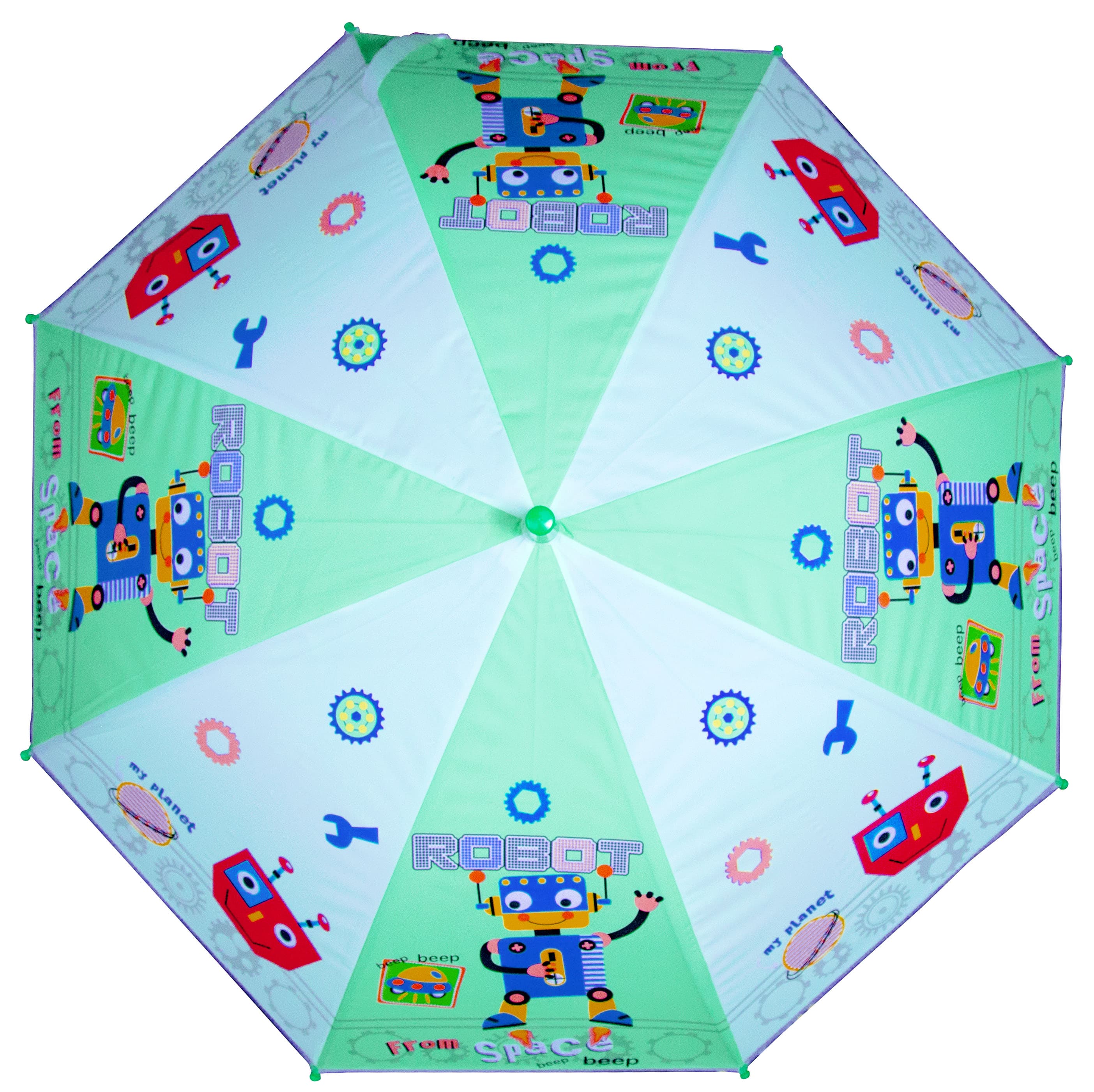 Зонтик детский «Роботы» со свистком, 50 см. 45714 / зеленый