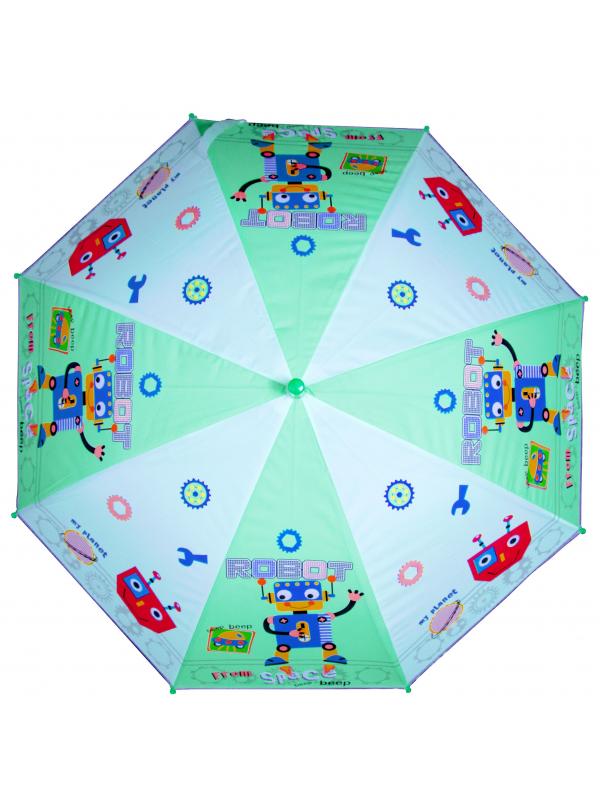 Зонтик детский «Роботы» со свистком, 50 см. 45714 / зеленый