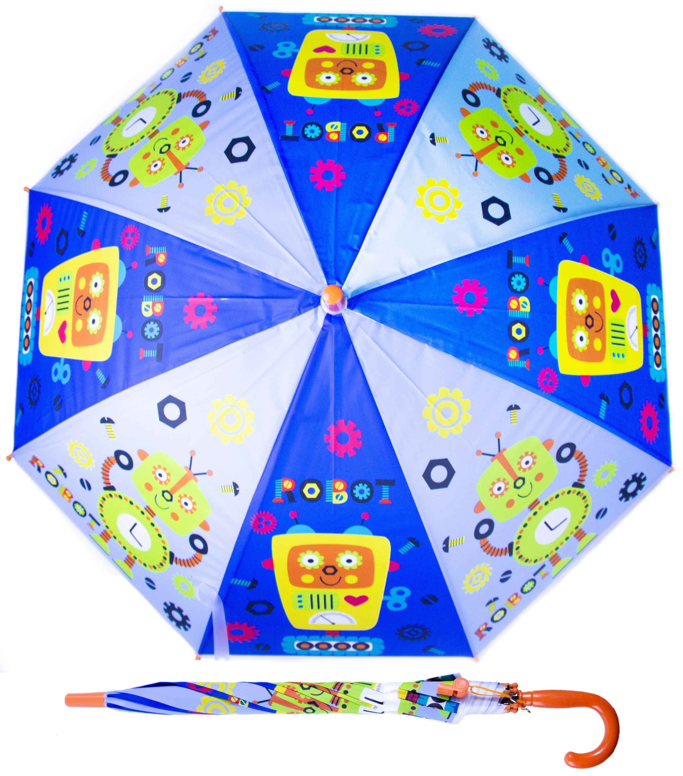 Зонтик детский «Роботы» со свистком, 50 см. 45714 / голубой