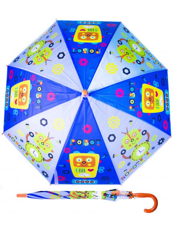 Зонтик детский «Роботы» со свистком, 50 см. 45714 / голубой