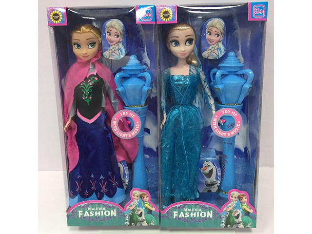 Кукла Анна и Эльза с фонарем музыкальным 2 вида размер кор. 32х14см