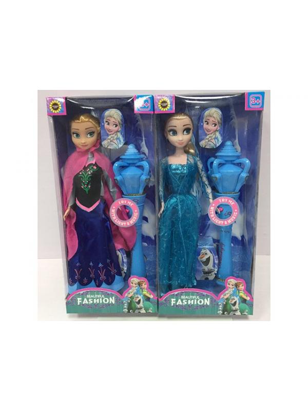 Кукла Анна и Эльза с фонарем музыкальным 2 вида размер кор. 32х14см