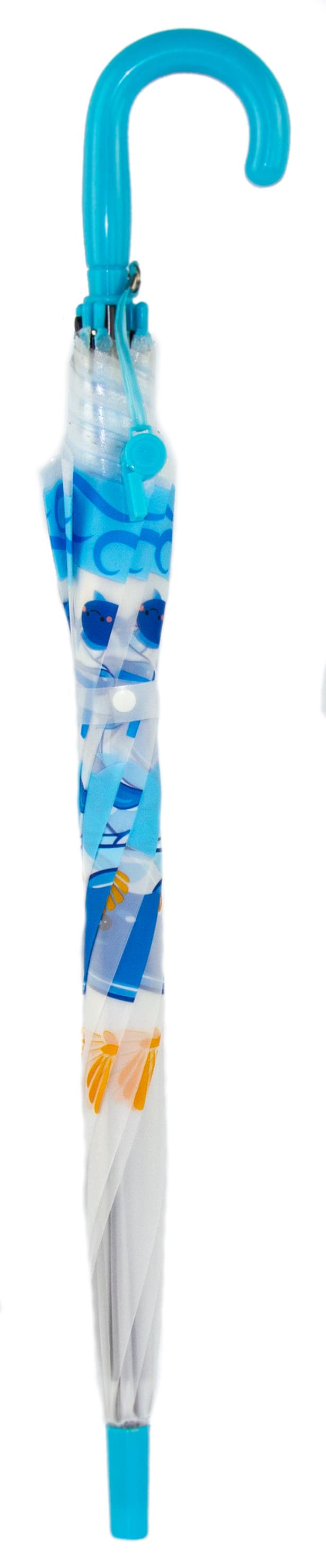 Зонтик детский «Животные» со свистком, полуавтомат, матовый, 80 см., 43410 / Голубой