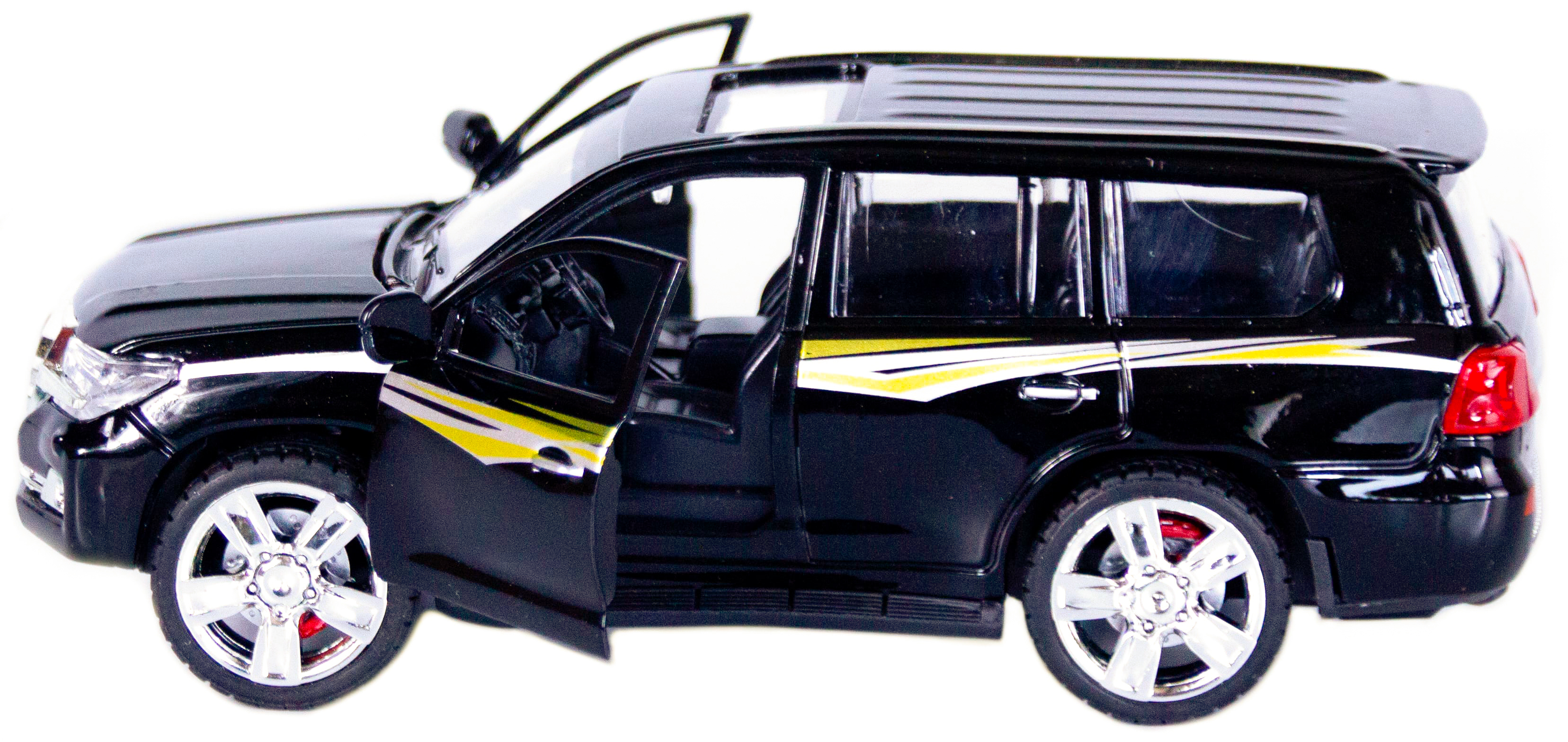 Металлическая машинка XLG 1:24 «Toyota Land Cruiser 200» 18 см. M923V инерционная, свет, звук / Черный