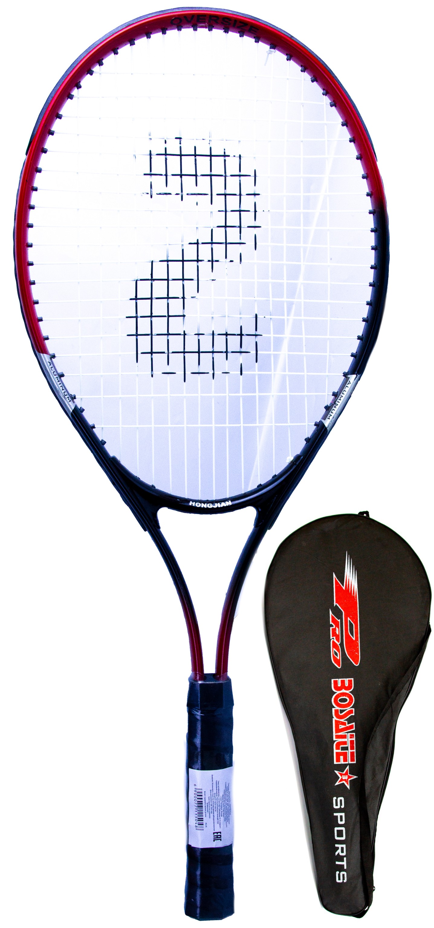 Ракетка Bosaite для большого тенниса в чехле, 11504KCH / красно-черный
