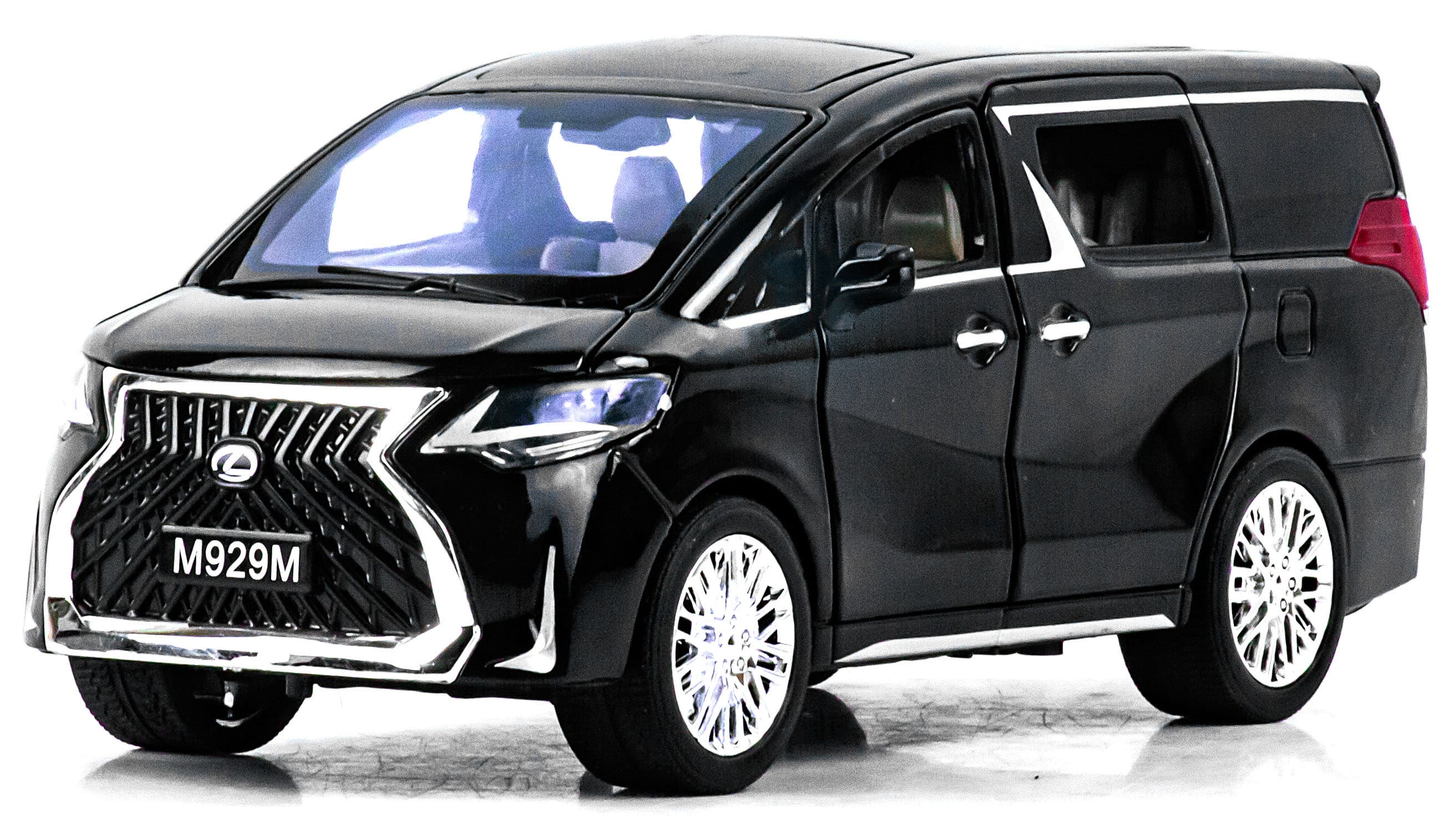 Металлическая машинка XLG 1:24 «Минивэн Lexus LM300h» 20 см. M929М инерционная, свет, звук / Черно-серый