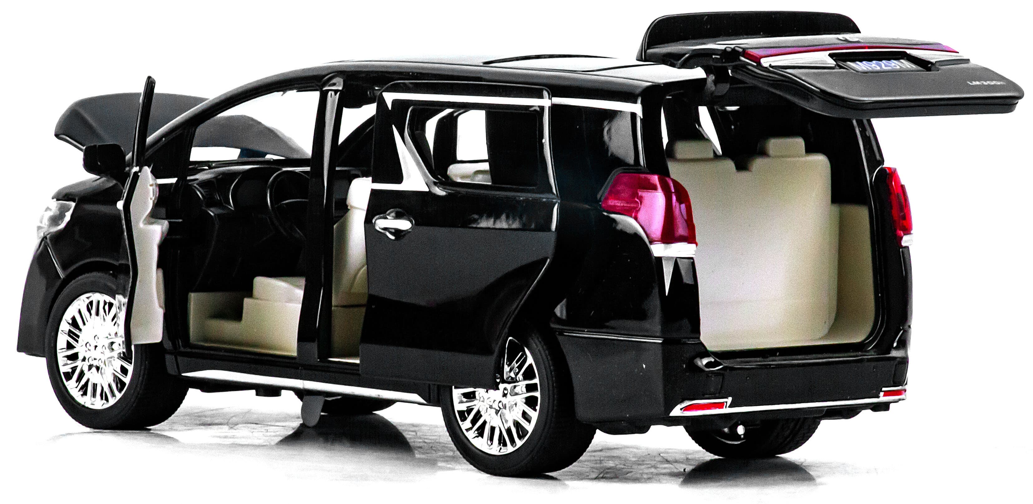 Металлическая машинка XLG 1:24 «Минивэн Lexus LM300h» 20 см. M929М инерционная, свет, звук / Черно-серый
