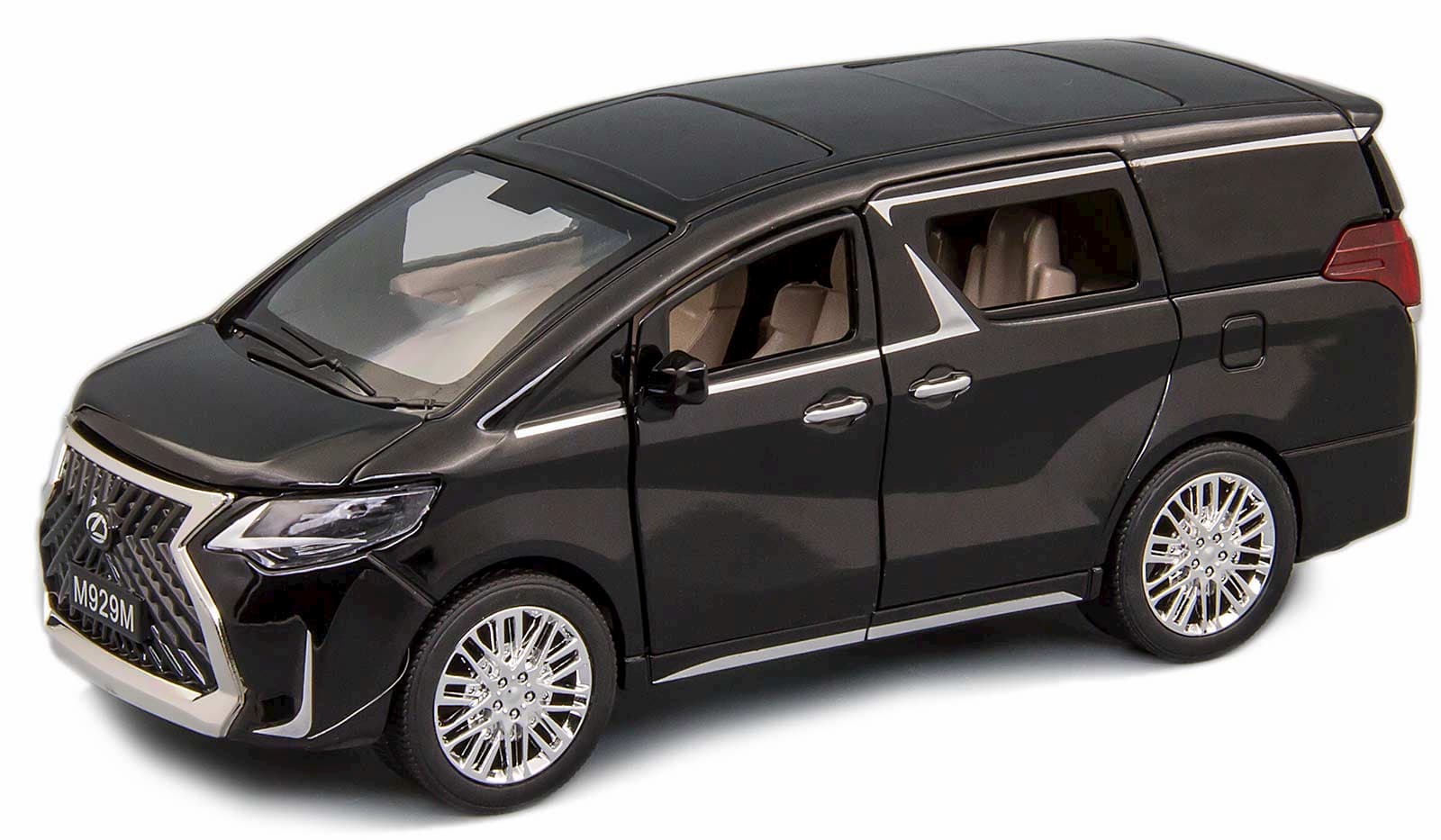 Металлическая машинка XLG 1:24 «Минивэн Lexus LM300h» 20 см. M929М инерционная, свет, звук / Черно-серый