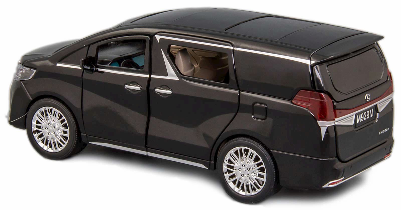 Металлическая машинка XLG 1:24 «Минивэн Lexus LM300h» 20 см. M929М инерционная, свет, звук / Черно-серый