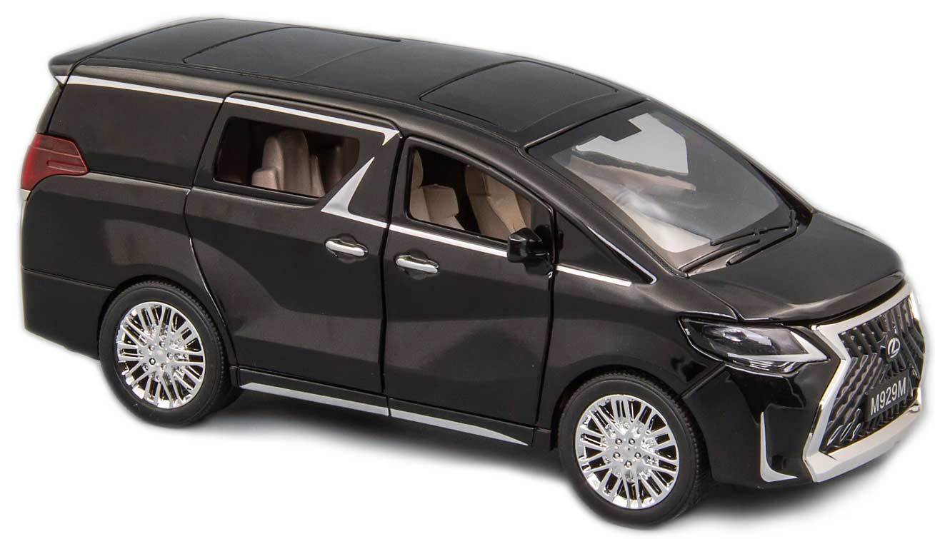 Металлическая машинка XLG 1:24 «Минивэн Lexus LM300h» 20 см. M929М инерционная, свет, звук / Черно-серый