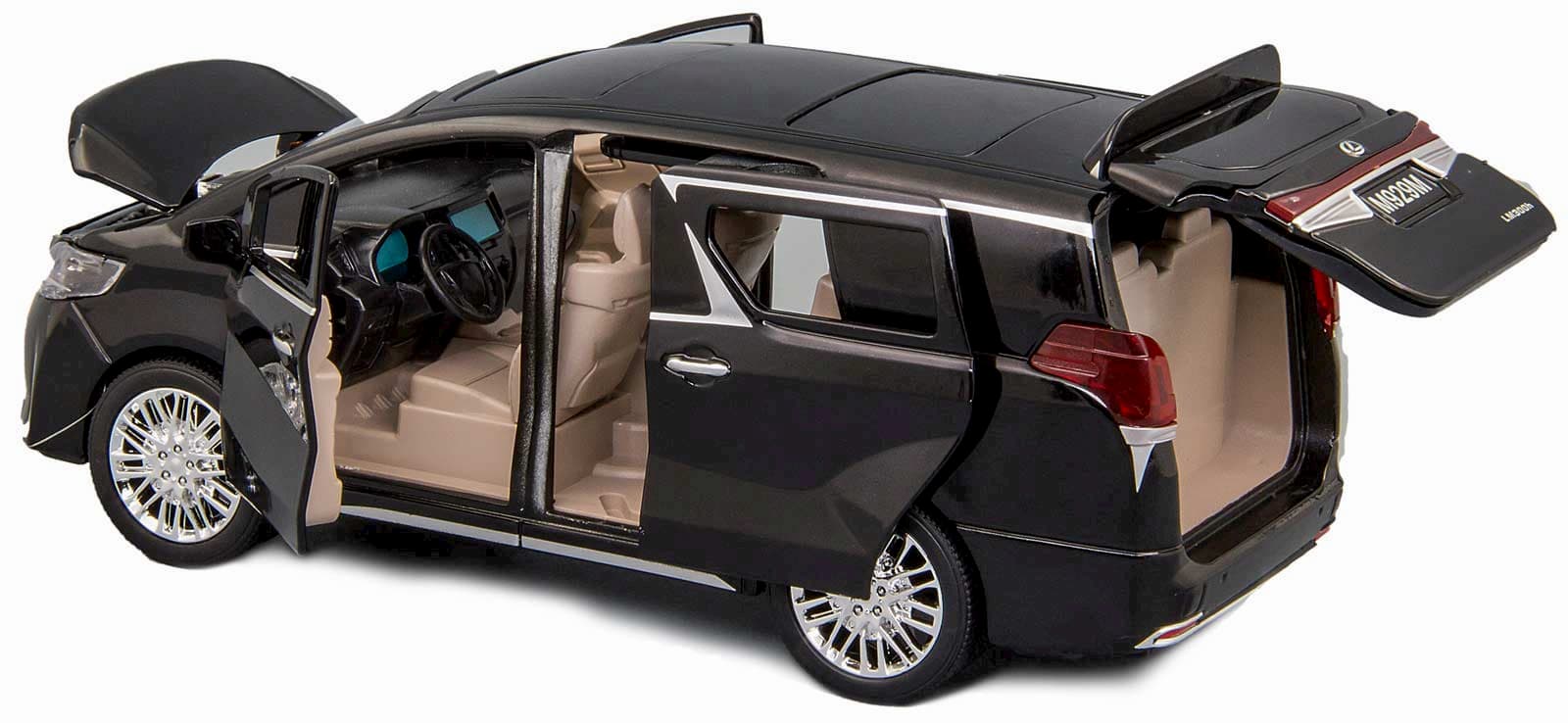 Металлическая машинка XLG 1:24 «Минивэн Lexus LM300h» 20 см. M929М инерционная, свет, звук / Черно-серый