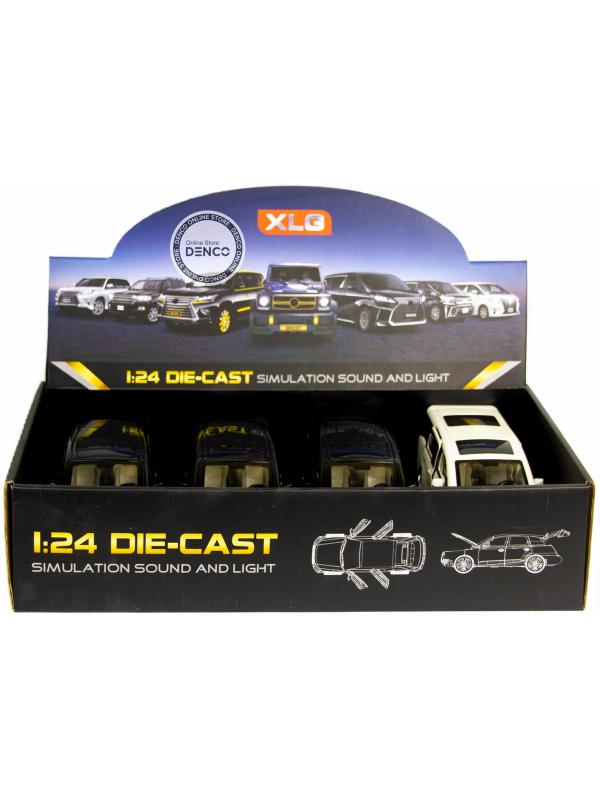 Металлическая машинка XLG 1:24 «Минивэн Lexus LM300h» 20 см. M929М инерционная, свет, звук / Черно-серый