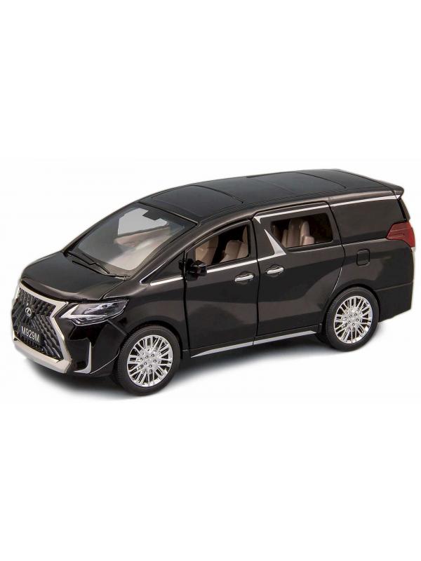 Металлическая машинка XLG 1:24 «Минивэн Lexus LM300h» 20 см. M929М инерционная, свет, звук / Черно-серый